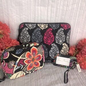 VERA BRADLEY lot 3 travel bags-tablet case, electronics cords storage & luggage